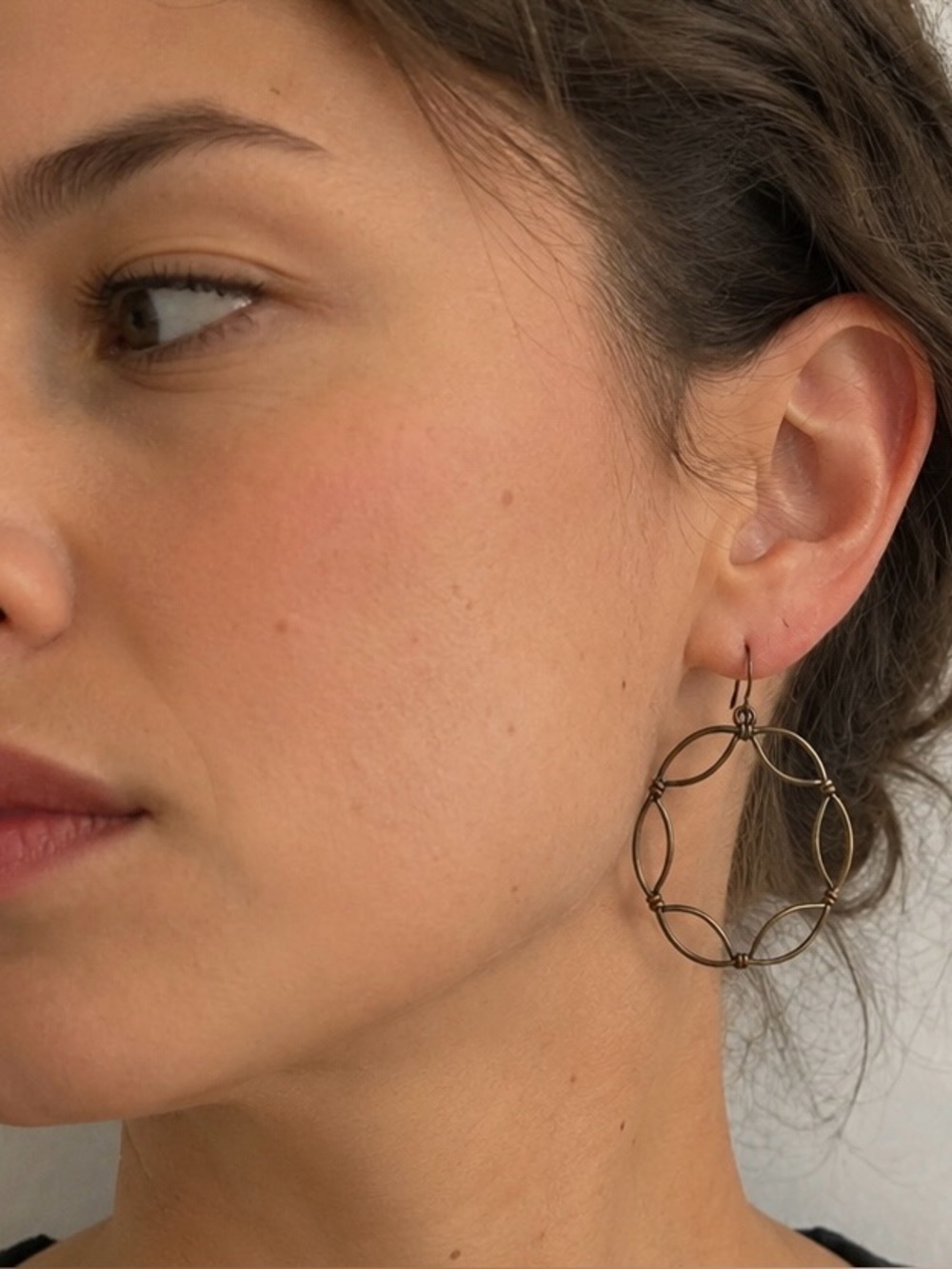 Vintage Brutalist Industrial Wire Hoop Earrings Mixed Metal Artisan 1.5”